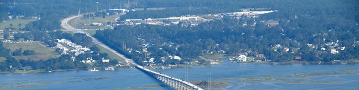 Aerial of the bridge to Cape Carteret
