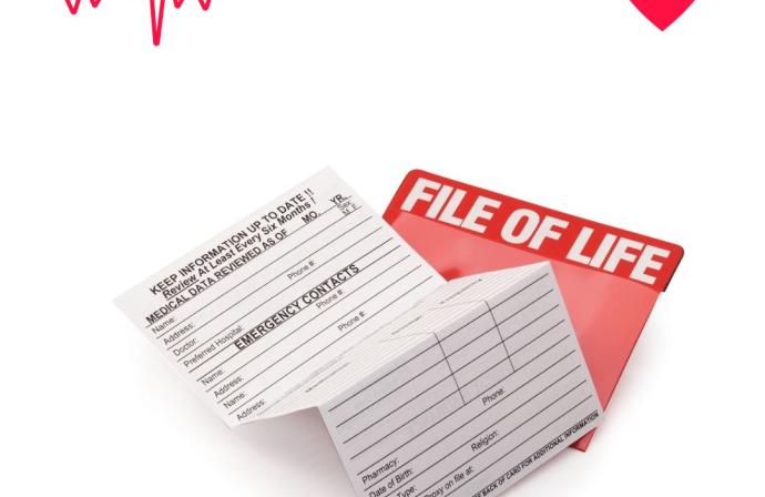 Folded out paper to put all your medical information on for ems