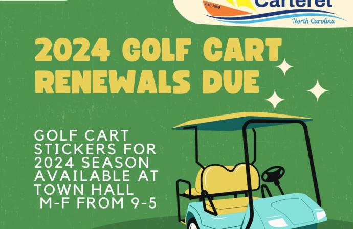 Golf Cart registration due with golf cart in picture